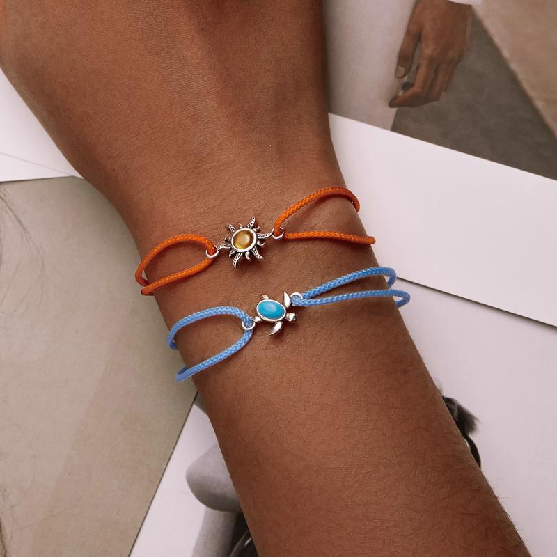 WOSTU 925 Sterling Silver Cute Orange Sun Bracelet For Women Simple Stylish Jewelry Bracelet