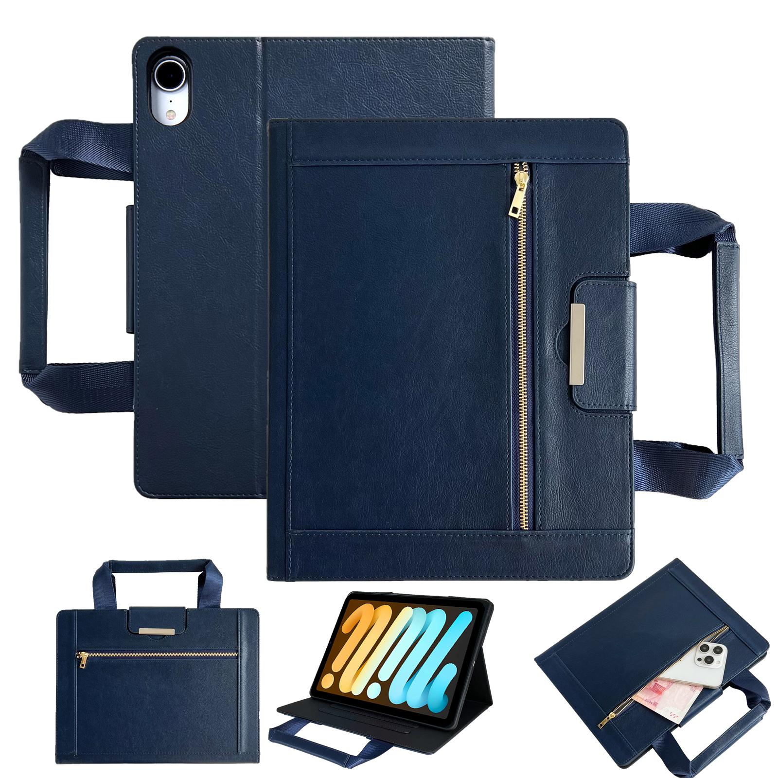 

Tablet Case for iPad mini (2024)/(2021) Auto Wake/Sleep Leather Cover with Handle/Zipper Pouch A