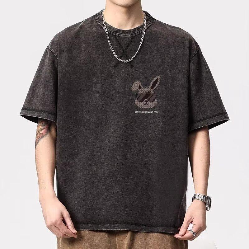 

Мужская футболка с круглым вырезом в стиле хип-хоп, топ для базового слоя, летняя повседневная свободная футболка с коротким рукавом, мужской стиль инс M серый