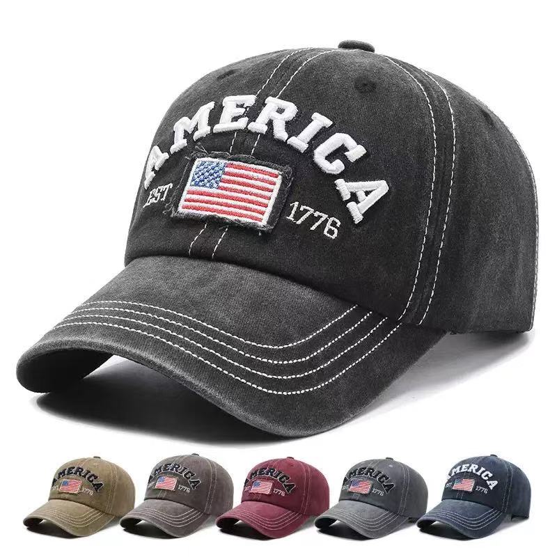 Gorra de Béisbol Snapback Lavada Estilo Vintage Americano con Visera para Hombres Mujeres Deportes Ocio Pesca Sombrero para el Sol