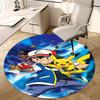 1pc Pokémon Pikachu & Ash Anime Design Round Carpet - Office Chair Mat, Non-Slip Rug for Home Decor, Living Room