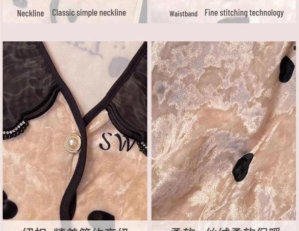 Set de pijama din catifea aurie pentru femei cu cupe pentru bust - Cardigan de lux cu mâneci lungi, costum din două piese pentru toamna/iarna 2024.