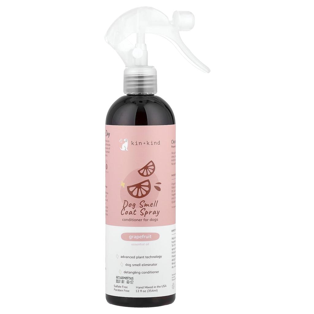 Kin+Kind Dog Deodorant Coat Spray, Dog Conditioner, Grapefruit, 354 Ml (12 Fl Oz)