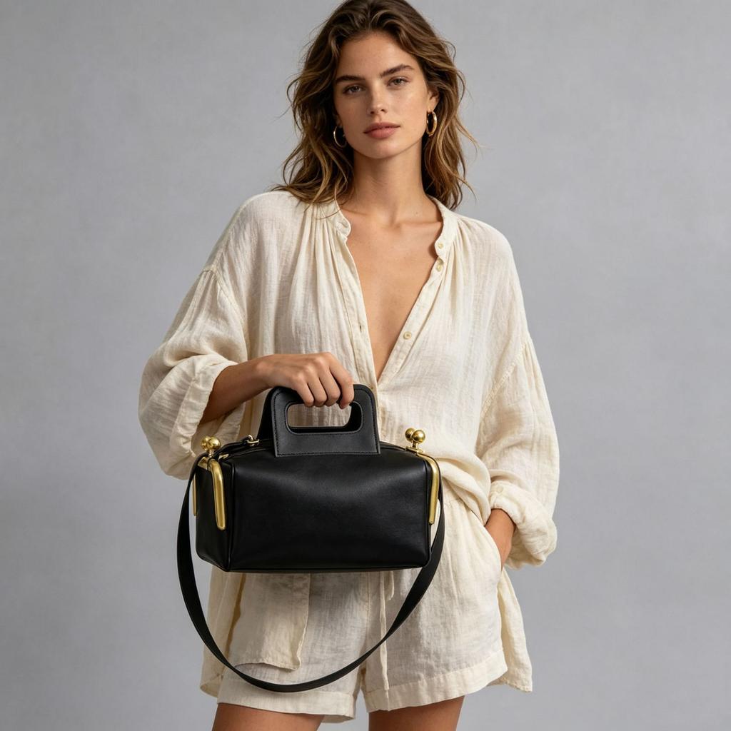 High Texture Retro Side Clip Design Pillow Bag Fashion Light Luxury Women'S Handbag Commuter Shoulder Messenger Bag