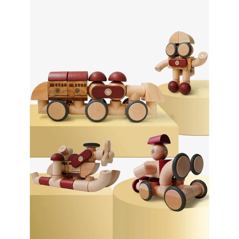 Children Magnets Toy Wooden Construction Set Games Magnetic Building Blocks Montessori Toys For Girls Boys Babies Development
