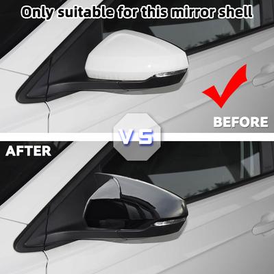 2pcs Rearview Mirror Caps Cover Glossy Black Sticking For Volkswagen VW POLO 2018 2019 2020 2025 2025 2025