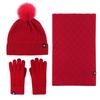 Winter warm thickened hat scarf gloves three-piece set windproof adult knitted hat