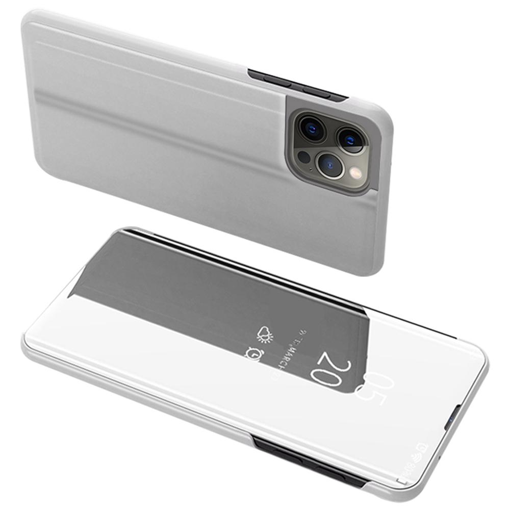 

For iPhone 16 Pro Case View Window Stand Leather Flip Phone Cover Silver