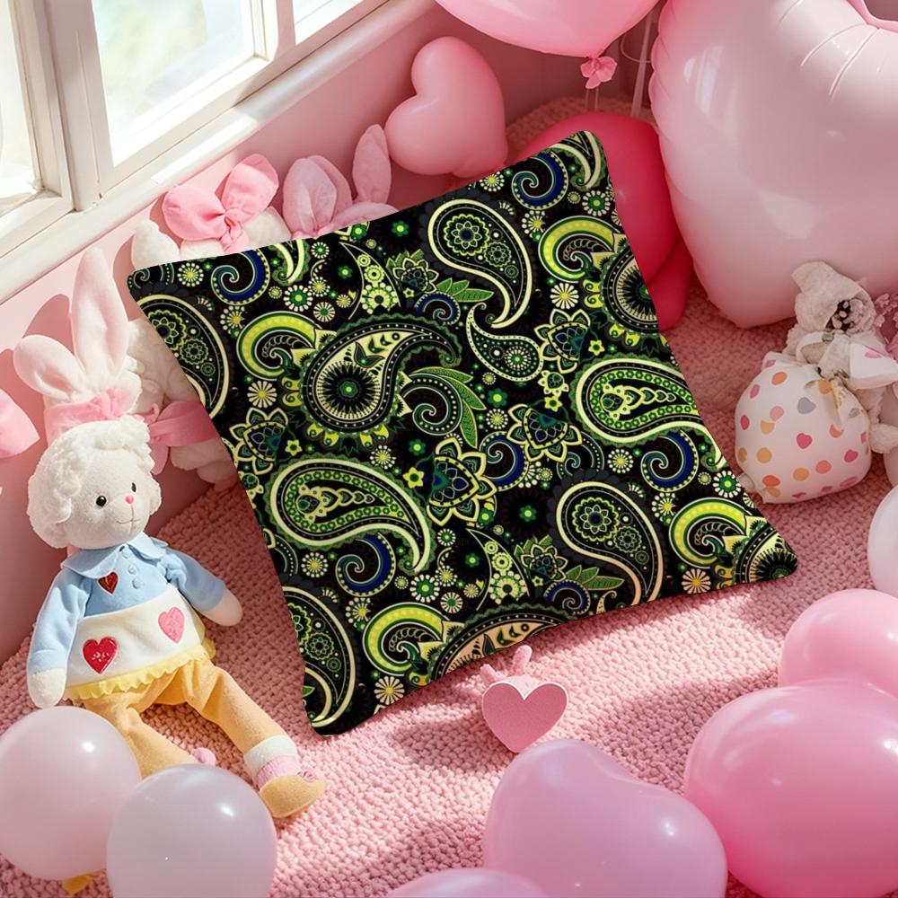 Painted Design P-PaisleyS Cushion Cover Pattern Printed Pillowcase for Living Room Sofa Cushion Cover & Bedroom Decor