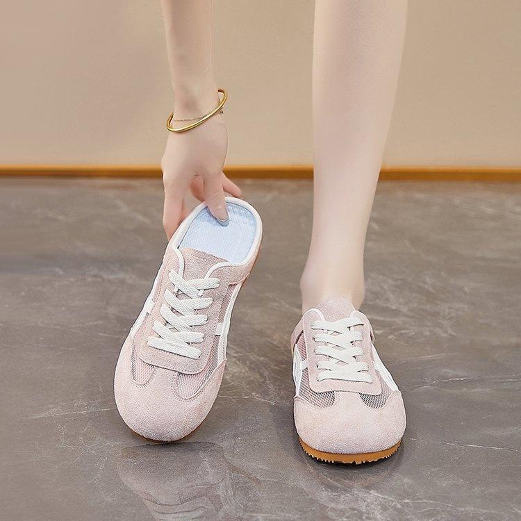 Cool slippers women's summer wear mesh thick-soled lazy shoes one pedal bag head half slippers 2025 new casual shoes drag