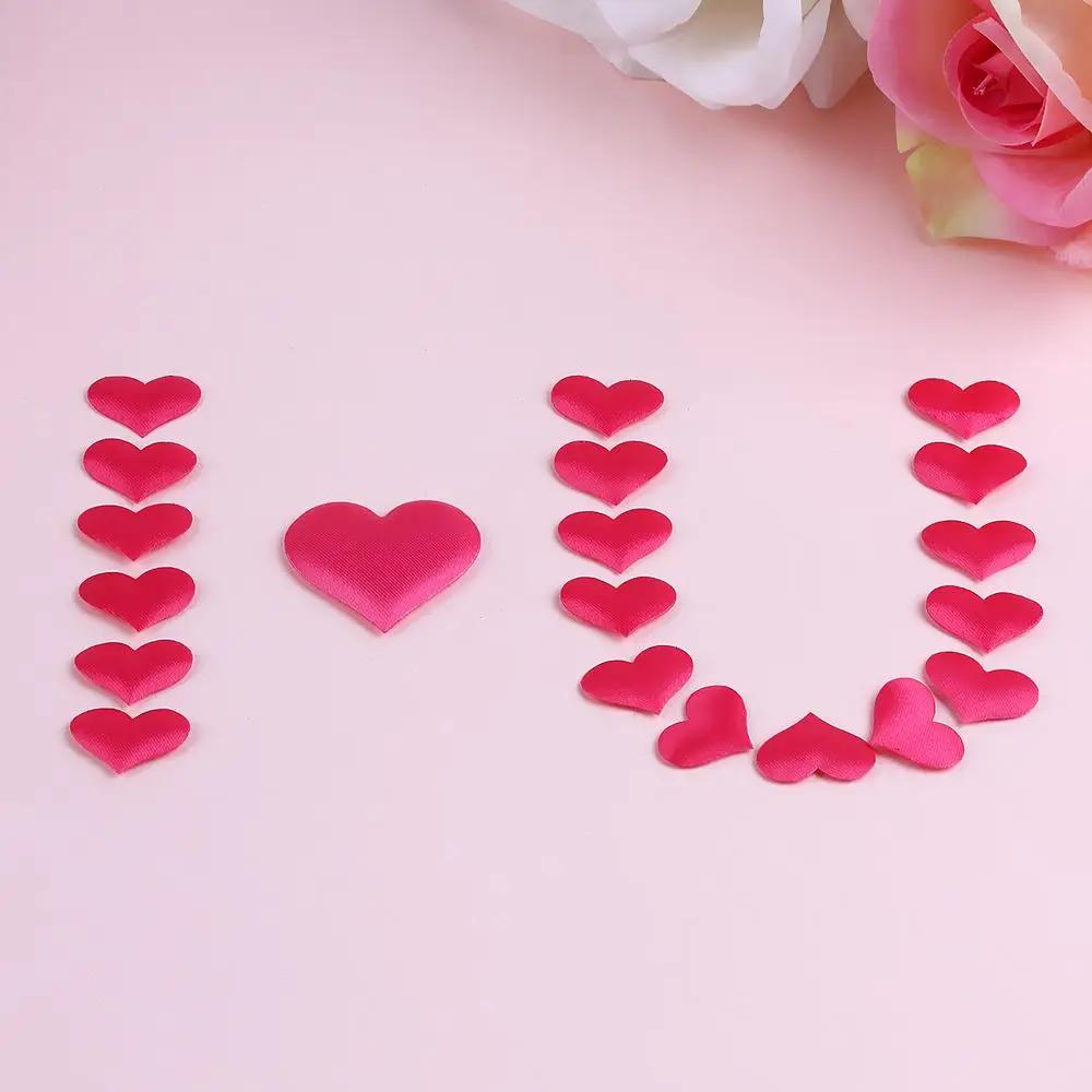100pcs Sweet Craft DIY Table Decoration Throwing Rose Petals Wedding Party Love Heart Padded Fabric