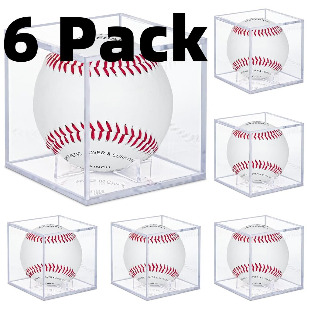 6 Pack Baseball Display Case,Baseball acrylic storage box, Autographed Baseball Clear Display Case Cube, Baseball Display Case
