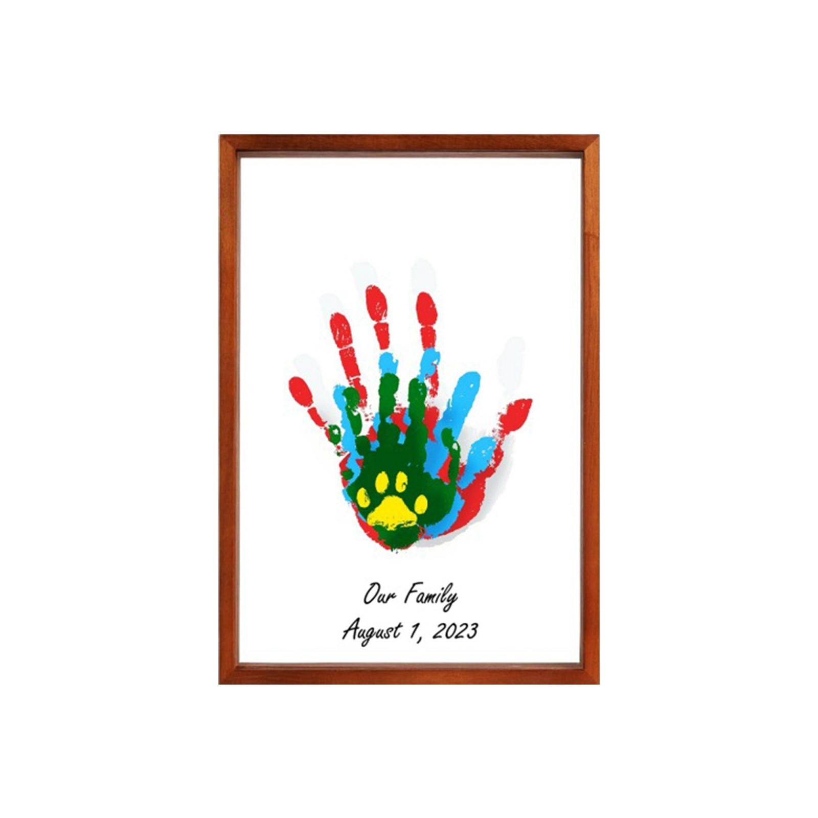 

Family Handprint Paint Set DIY, Baby Handprint Gift For Mom, Parents, Grandparents, 6 Safe And No Poison Paints1ml