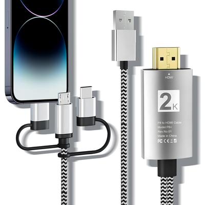 Topamz Phone HDMI Conversion Cable Enhanced Charging Support for USB To 2M Connection AV Conversion Playback While Easy 1080P Large Screen with No
