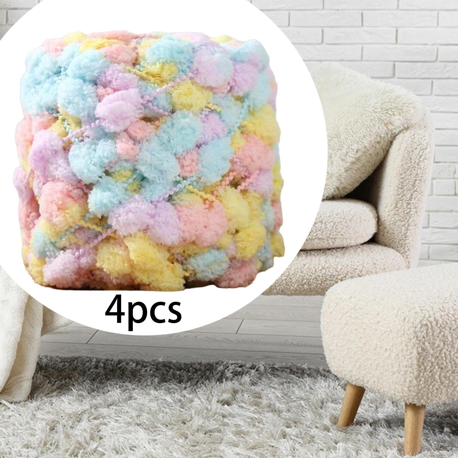

4 мотка толстой пряжи Pompom для ручного вязания и ткачества Multicolor