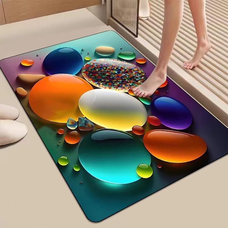 Glow Stone Pattern Floor Door Mat Water Absorbing Bathroom Door Mat, Diatomaceous Mud Kitchen Rug Quick Drying Non Slip Carpet