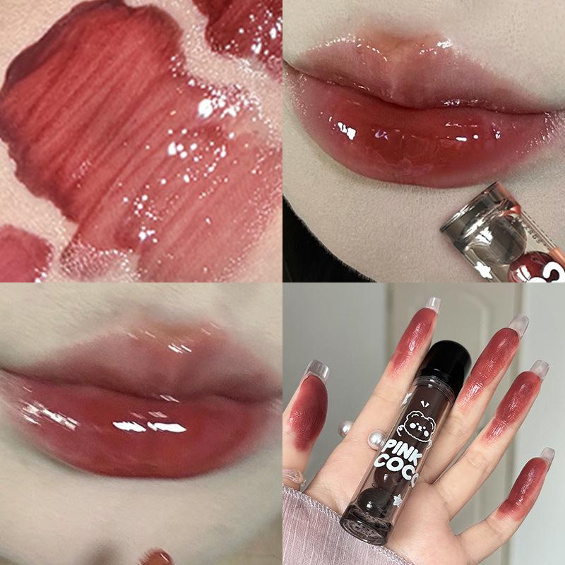 

PINKCOCO Bear Dudu Mirror Lip Glaze — антипригарный, стойкий, осветляющий блеск для студенческих вечеринок 2.4g