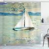 Norse Vikings Ship Shower Curtain Fantasy Boat Art Black and White Color Sailing Dragon Ship Bath Curtains for Bathtub with Hook