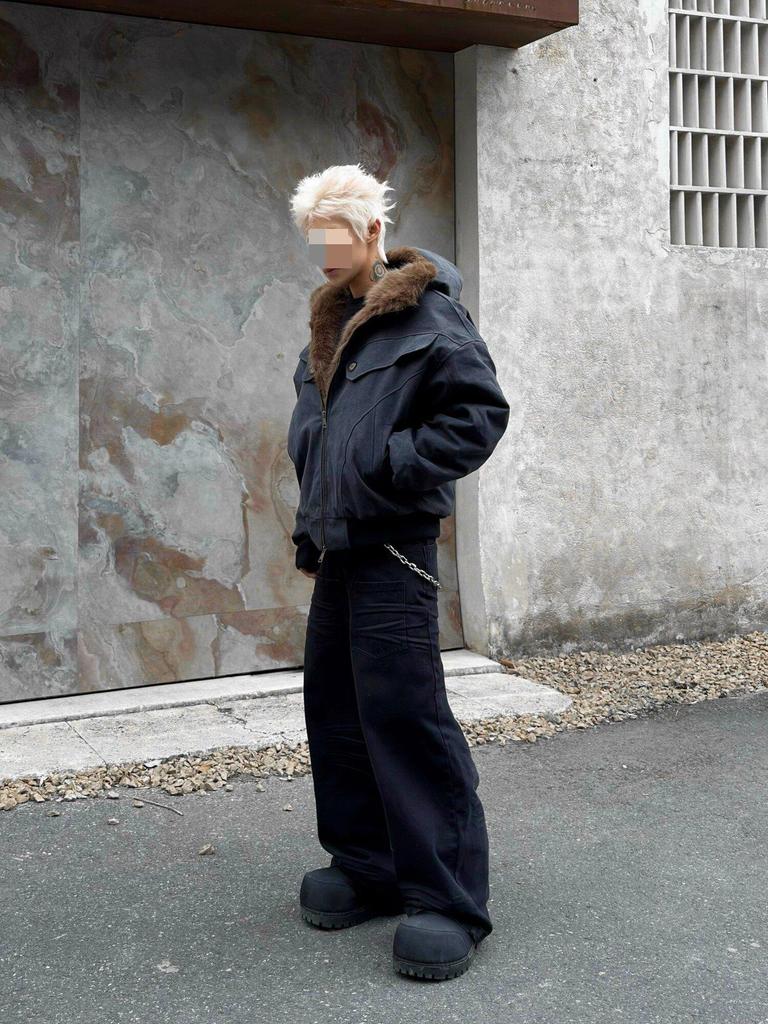Unisex American-Style Hooded Cotton Jacket - Casual, Loose-Fit & Trendy Outerwear