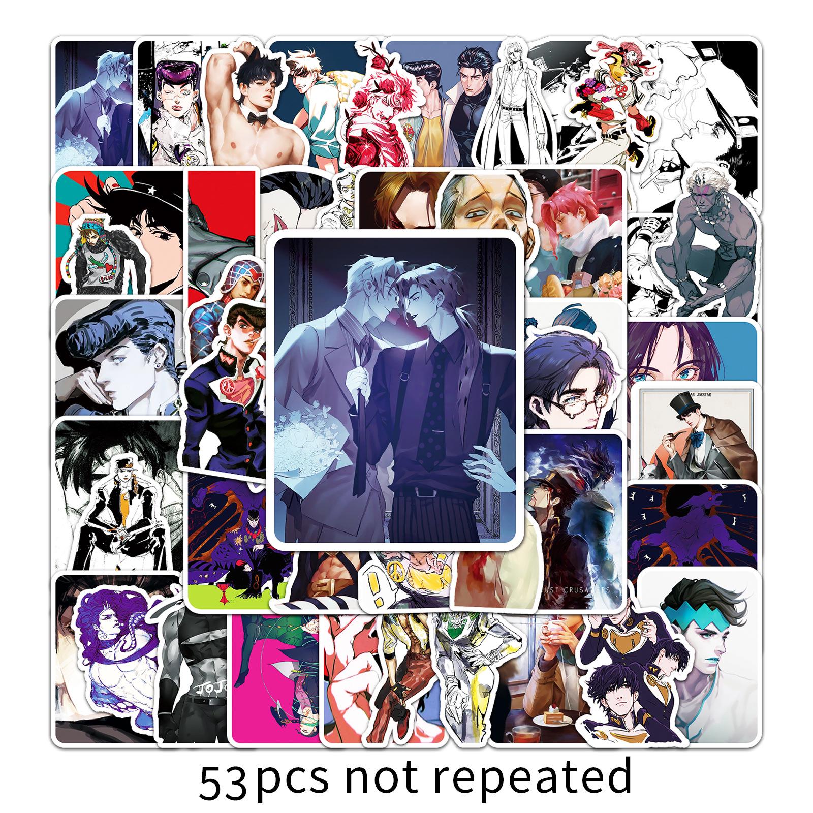 53 Waterproof JOJO s Bizarre Adventure Cartoon Stickers for Luggage, Scooters, and Cars