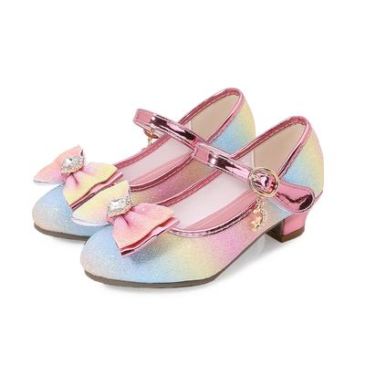 Kids Leather Shoe Sweet Bowtie Princess Shoes for Girls Elegant Causal Children High Heels for Wedding Party Fashion Versatile