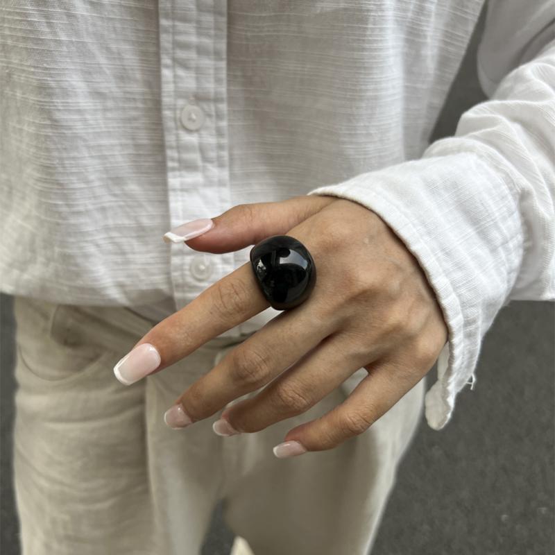 Ins Style Vintage Irregular Transparent Colored Resin Ring New Trend Boho Geometric Finger Rings Aesthetic Jewelry Accessories