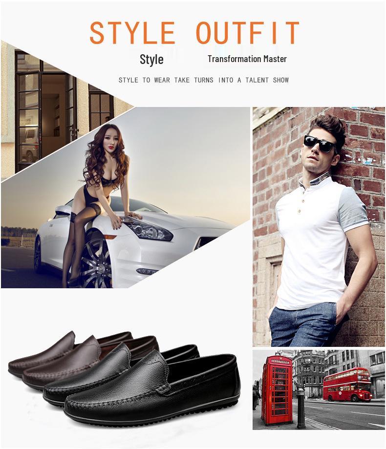 2018 Men's Genuine Leather Casual Non-slip Loafers with Soft Sole Breathable Cowhide