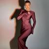 High Stretch Pleat Bodycon Dress For Women 2026 Robes Elegant Evening Party Dress Winter Maxi Long Dress Vestido