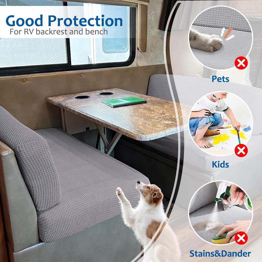Stretch Jacquard  Dinette Booth Cushions Covers Animal Protection Washable Loveseat RV Camper Car Bench Seats Restaurant Slipcovers