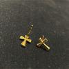 S925 Sterling Silver Stud Earrings Glossy Gothic Style Cross Light Luxury Personalized Niche Design Earrings