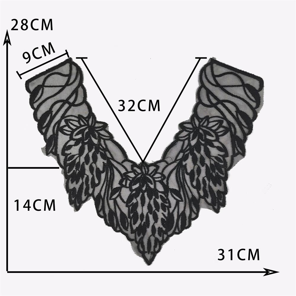 Black Embroidered Mesh Organza Front Collar Collar Sewing Lace Diy Decorative Dress Wedding Dress Accessories