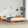 Brown Bed Frame 140 x 220 cm Solid Pine Wood