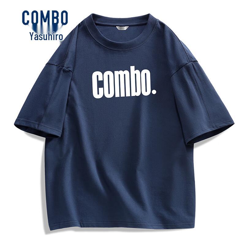 Kangbo Men s Pure Cotton Round Neck Letter Short Sleeve T-shirt 190