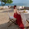 Tyrande Seaside Vacation Feeling Neck Suspender Dress Women's French Heavy Industry Sexy Backless Cake Dress