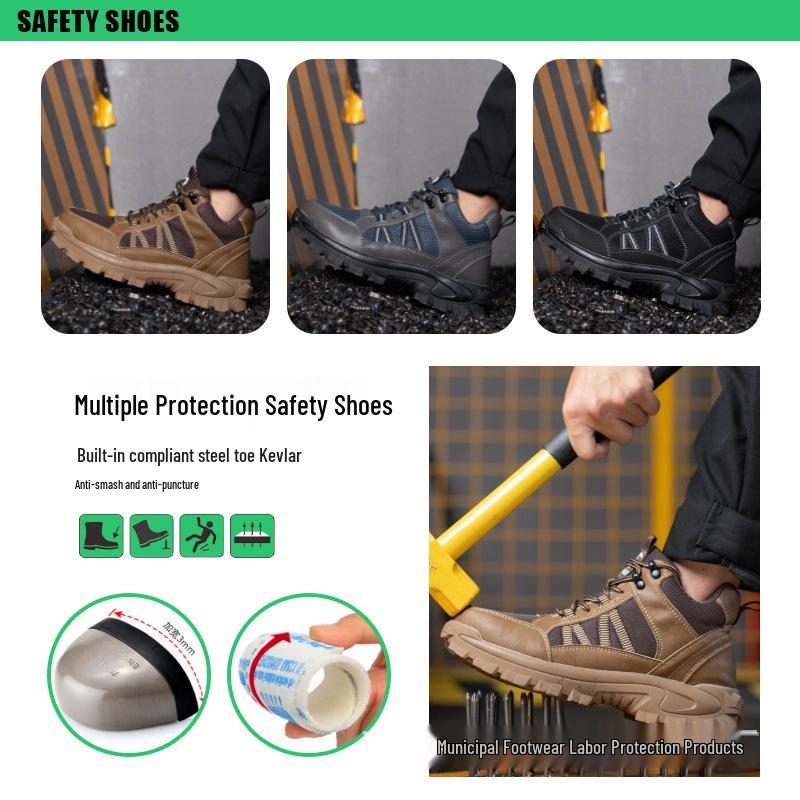 Unisex Lightweight Steel Toe Safety Shoes - Anti-Smash, Puncture-Resistant, Breathable, High-Top Construction Footwear