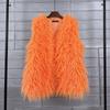 Plus Size Faux Shearling Vest Mid-Length Fur Coat Warm Sleeveless Jacket Women