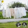 Stendibiancheria Portatile con 10 Pinze, Corda Retrattile Robusta con Manovella, Linea per Asciugare i Vestiti per Bagno, Interni, Esterni, Viaggio