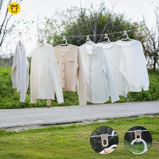 Stendibiancheria Portatile con 10 Pinze, Corda Retrattile Robusta con Manovella, Linea per Asciugare i Vestiti per Bagno, Interni, Esterni, Viaggio