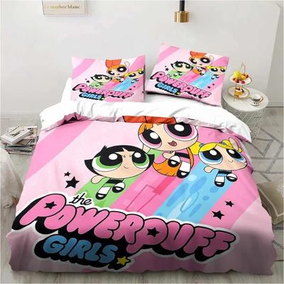 Anime Powerpuff Cute Grils Cartoon Bedding Set Duvet Cover Bed Set Quilt Cover Pillowcase Comforter King Queen Size Boys Adult