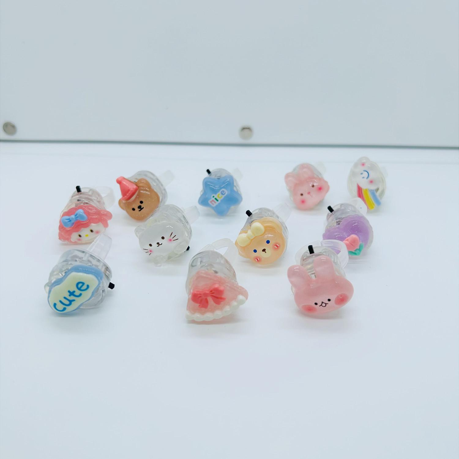 Glitter Luminous Kids Ring - Acrylic Finger Light Toy with Switch
