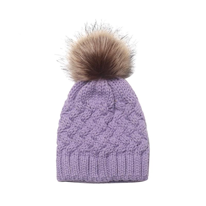 New children's knitted hat infant warm cold hat girl baby child solid color wool hat winter
