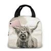 Lustige Highland-Kuh Lunchtaschen für Männer Frauen Isolierte Lunchbox Kühltasche für Arbeit Reise Picknick, Mehrfarbig