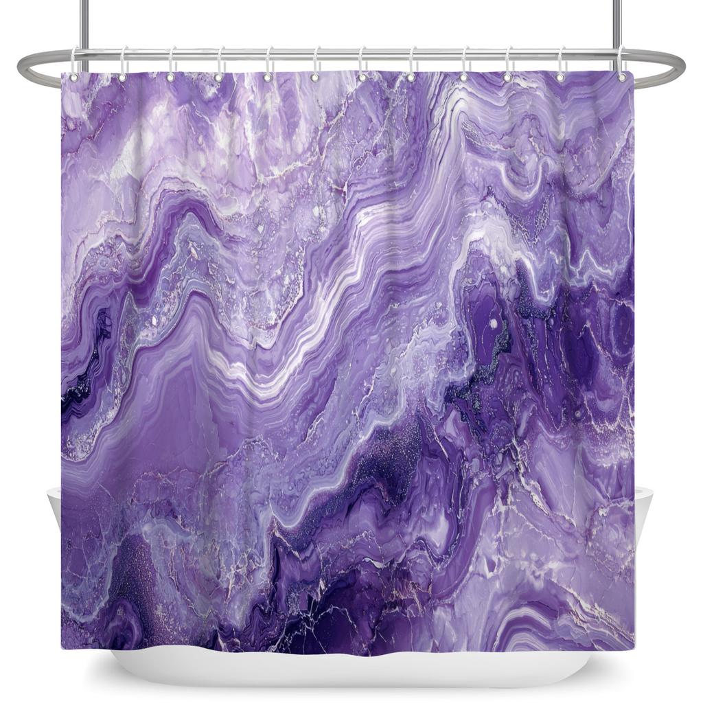 Marble Texture Shower Curtain Abstract Fluid Art Print Waterproof Bath Curtain Bathroom Decor Multiple Color Polyester With Hook