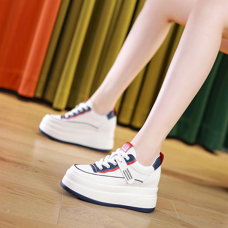 

Spring new slope heel little white shoes casual thin inner height increase small muffin thick sole light women s shoes 34