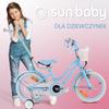 Sun Baby Silver Moon Blue 16-Inch Girls' Bike for Ages 4–6 with Training Wheels, Push Handle and Basket
