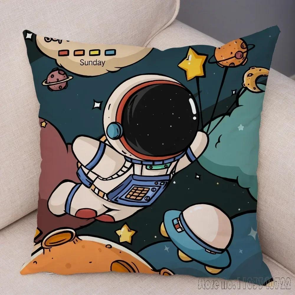 Anime Cartoon Astronauts Cosmic Sky Cushion Cover Plush Pillowcase Pillow Case Shams Party Sofa Home Decor 45x45cm Kids Gift
