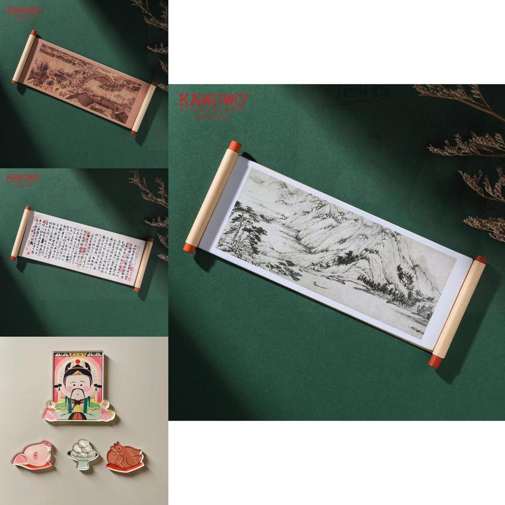 Wooden Chinese Style Ethnic Instrument Fridge Magnet Set For Living Room Dcor