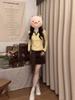 Korean Style Yellow Fake Two-Piece Long-Sleeve Slim-Fit T-Shirt for Women - Spring Casual Design