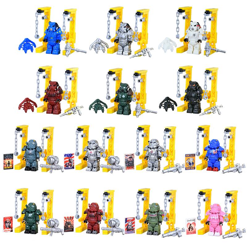 X-01 Askeri Askerler Mini Aksiyon fallouted Şövalyeler Braket Model Figürler Silahlar Robotlar Mecha Yapı Taşları Tuğlalar Oyuncaklar