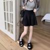 High Waisted Loose A-line Pleated Short Skirt Solid Color Knitted Half Skirt for Women